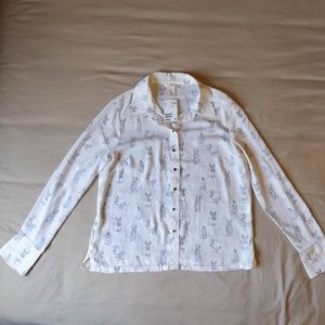 NWT H&M Rabbit Print Button-Down